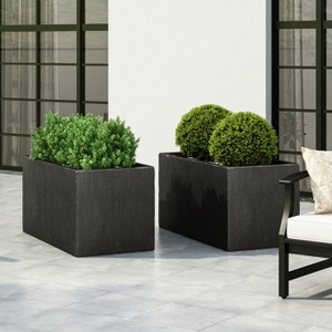 Christopher Knight Home Ella Outdoor Modern Lightweight Concrete Rectangular Planter (Set of 2) - 1 of 4