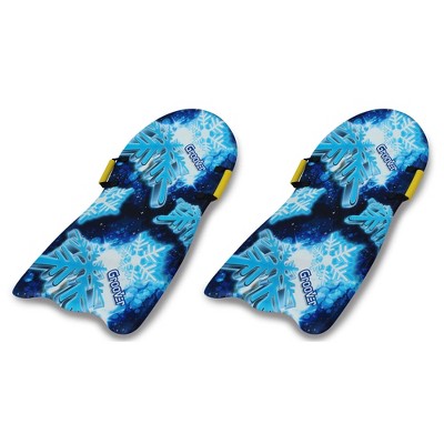 Flexible Flyer Snowflake Groover 42 Inch 1 Person Lightweight Foam Slider Snow Play Sleds with Handles for Adult & Kids Ages 5 & Up (2 Pack)