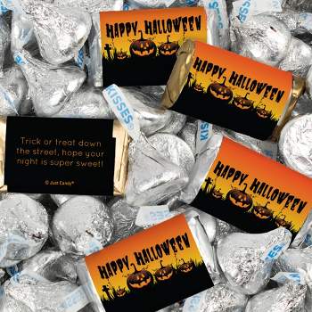 116 Pcs Halloween Candy Party Favors Hershey's Miniatures & Kisses by Just Candy (1.5 lbs) - Pumpkins