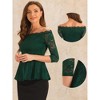 Allegra K Women's Elegant Lace Floral Semi Sheer 3/4 Sleeve Off Shoulder Peplum Top - 2 of 4