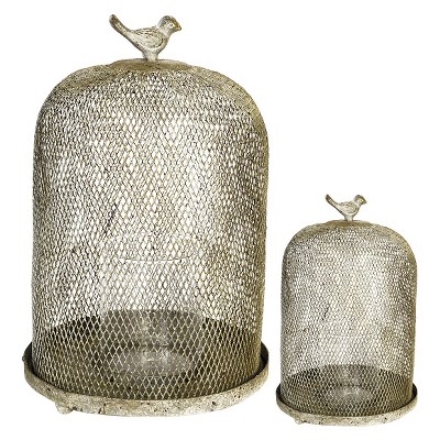 2pc Ophira Golden Sparrow Mesh Candle Holders - A&B Home