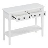 GlasFlength Console Tables Rustic Entryway Table with Two Drawers and Open Shelf Elegant Design for Living Room Hallway, White, 38.2"*13"*31.9" - 3 of 4