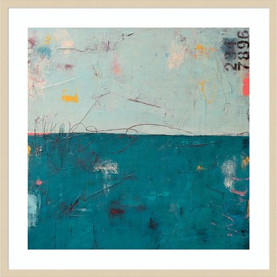 Blue Bay Hideaway Teal and Sky-Blue Framed Wall Art Print