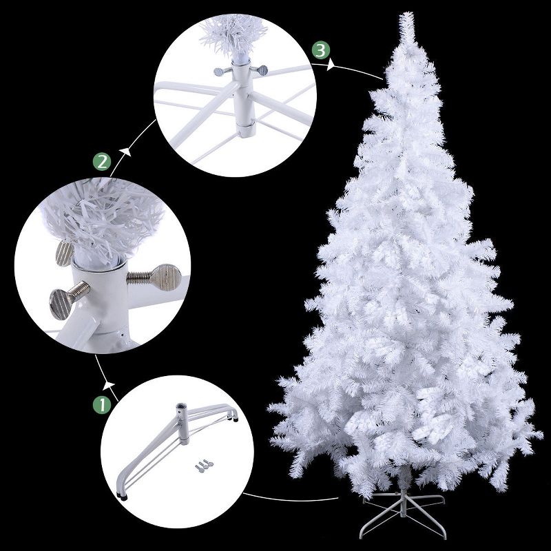 Costway 5Ft Christmas Tree Artificial PVC W/Stand Indoor Outdoor Decoration White, 5 of 9