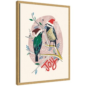 Kate & Laurel All Things Decor Sylvie Framed Canvas Winter Fellow Birds by Hannah Beisang - 1 of 4