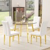 5-Piece Dining Set with Tempered Glass Table and 4 PU Armless Chairs - 2 of 4