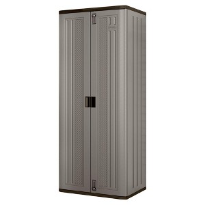 Suncast Tall 72" Resin Storage Cabinet with Double-Wall Construction, Platinum - 1 of 4