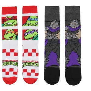Teenage Mutant Ninja Turtles Shredder Cartoon Crew Socks For Men Women 2 Pair - 1 of 4