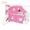 Twin/Full Size Loft Bed with Storage Staircase, Tent and Tower, Pink/Blue - ModernLuxe - 3 of 4