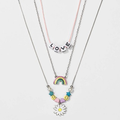 Girls' 3pk Layered Love and Rainbow Necklace - Cat & Jack™