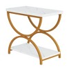 Resenkos Sofa Side End Table, End Table, Couch Table,2-Tier End Table, Rectangular Side Table with Stylish Metal Frame,Faux Marble White & Gold - 4 of 4