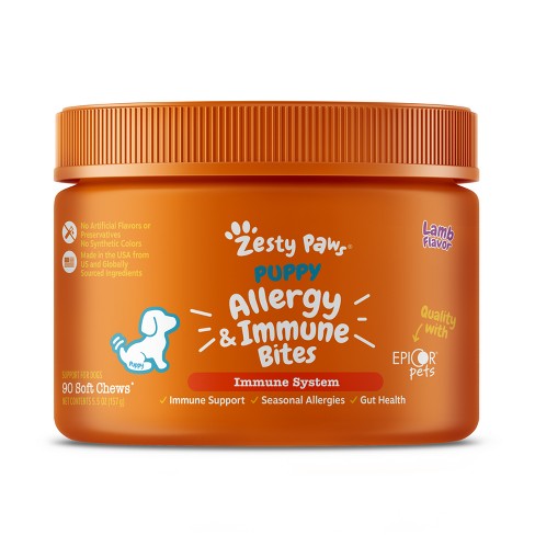Image showcasing Zesty Paws Puppy Allergy Immune Supplement Bites - Lamb - 90ct : Target