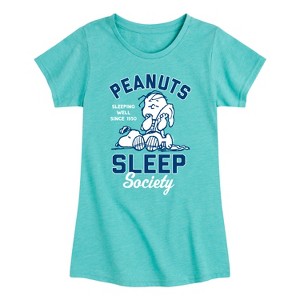 Girls' - Peanuts - Peanuts Sleep Society Fitted Short Sleeve Graphic T-Shirt - 1 of 4