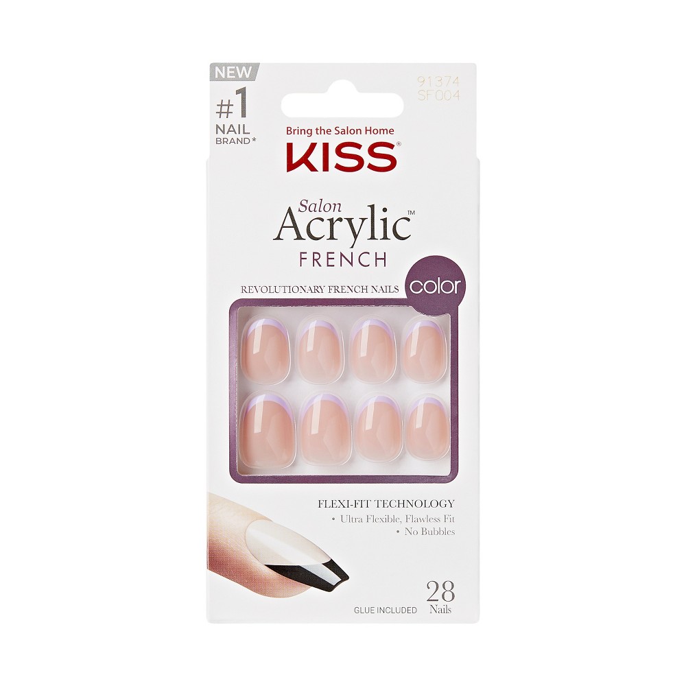 Photos - Manicure Cosmetics KISS Products Salon Acrylic French Color Fake Nails - Like Me - 31ct