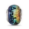 Black Bow Jewelry Aruba & Palm Trees Orange Dichroic Glass & Sterling Silver Bead Charm - 2 of 4