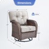 Buenhomino Outdoor Patio Wicker Swivel Chairs - Set of 4 Outside Rattan Rocker Glider Chair Rocking Armchairs for Front Porch Balcony Yard Deck - 3 of 4
