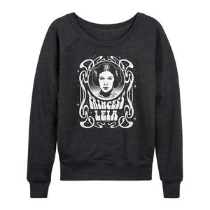 Women's - Star Wars - Princess Leia Art Nouveau Lightweight French Terry Wide Neck Long Sleeve Shirt - 1 of 4
