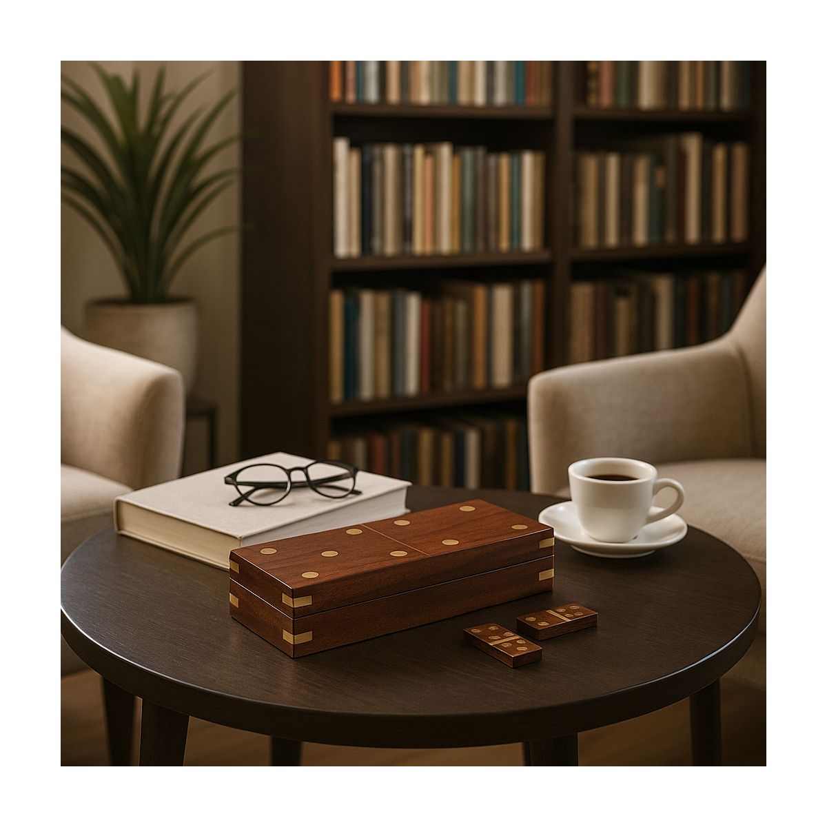 Classic Dominoes Tabletop Game Box - Decorative Game for Family Gatherings or Parties, Coffee Table, and Living Room Decor Game - thumbnail 2