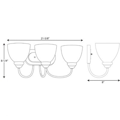 Heart Collection Polished Chrome 3-Light Bath Bracket with Etched Glass Shades