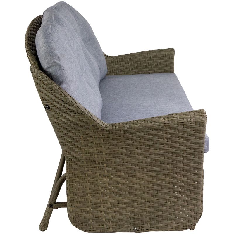 Northlight 46" Taupe Gray Resin Wicker Deep Seated Double Glider with Gray Cushions, 4 of 6
