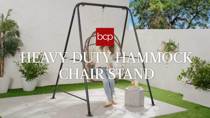 Best Choice Products Hammock Chair Stand, 75in Tall Heavy Duty Indoor Outdoor Steel Hanging Base w/ Hardware, 2 of 9, play video