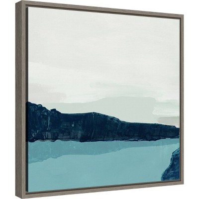 16" x 16" Silent Water Blue and Gray Framed Canvas Print