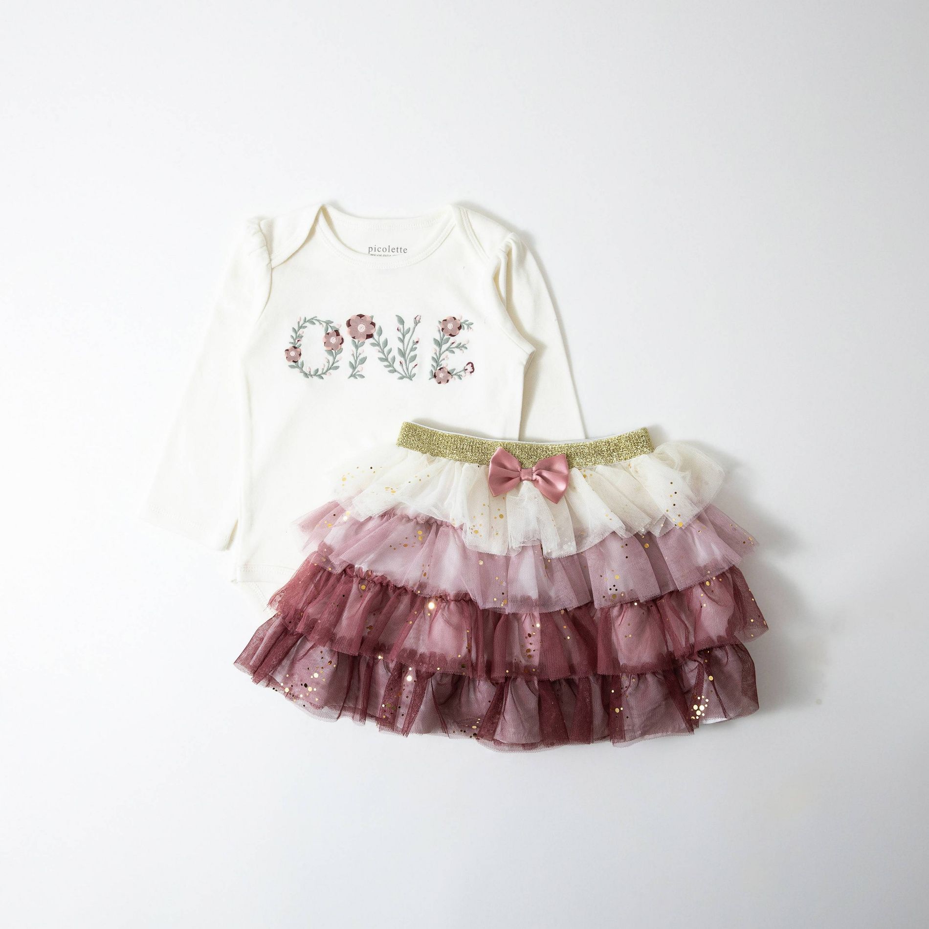 Picolette by Olivia Culpo Baby Girls' 2pc First Birthday tutu Set - Ivory/pink