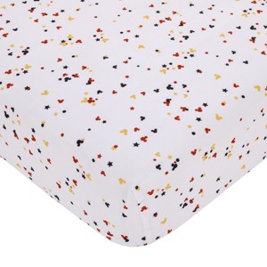 NoJoDisney Mickey Mouse - Red, Yellow, Black and White Mickey Confetti Nursery Fitted Crib Sheet - 1 of 4