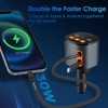 Itopfox Retractable Car Charger with Bluetooth 5.3 FM Transmitter, 90W Fast Charging, 2 Retractable Cables, USB Ports for iPhone & Android Devices - 3 of 4