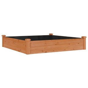 vidaXL Garden Raised Bed Natural wood Solid fir wood, Non-woven fabric - Brown 47.2" x 47.2" x 9.8" - 1 of 4