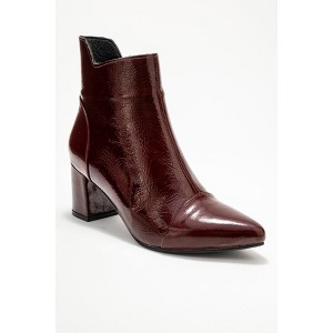 Gael - Burgundy Patent Leather Block Heel Boot (Women) burgundy patent 9 Forever & Always Shoes US - 1 of 4