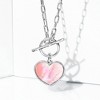 Ross-Simons Italian Pink Mother-Of-Pearl Heart Toggle Necklace in Sterling Silver - 2 of 4