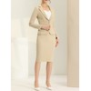 Allegra K Women's Long Sleeve Blazer and Pencil Skirt Suit Set 2 Pcs Khaki  Large