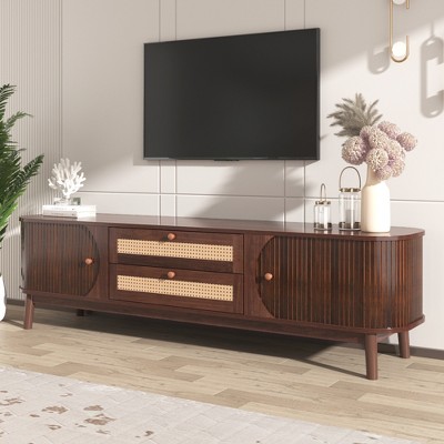 Grungis 2 Drawers TV Stand for TVs Up to 75 Inch,Console Table with Solid Wood Legs for Bedroom,Living Room