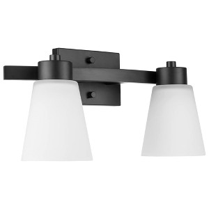 Prominence Home 3 Light Modern Bathroom Vanity Wall Fixture, Frosted Glass Shade, Metal Sconce, 60 Watt Compatible, Fairendale, Matte Black - 1 of 4