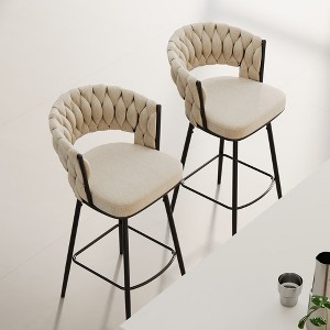 Wooakway 360°Swivel Bar Stools Set of 2, Metal Leg Modern Luxury Bar Chair, Suitable for Family Dining, Kitchen island - 1 of 4