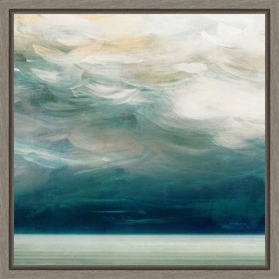 Ocean Breeze Abstract Teal and Beige Canvas Print