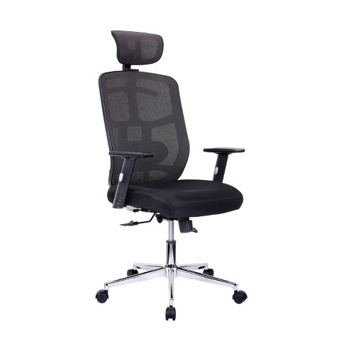 Techni Mobili High Back Executive Mesh Office Chair with Arms, Headrest and Lumbar Support - Blue