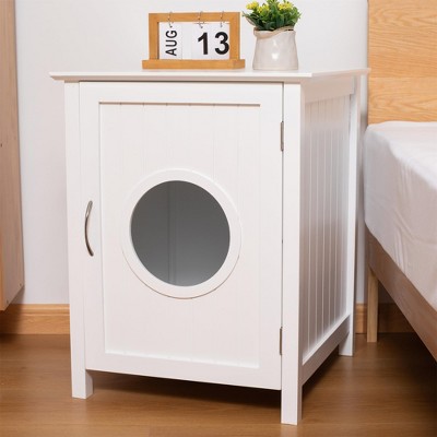 Litter Box Enclosure, Cat Hidden Litter Box Enclosure, Indoor Cat House Side Table, Nightstand Cat Washroom Thicken Wooden Pet Litter Cabinet