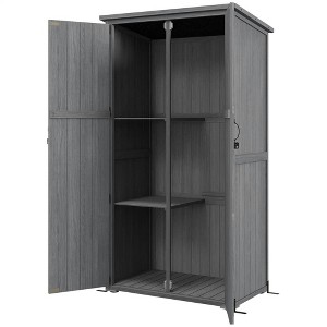 Resenkos Storage Garden Shed,Garden Sheds,Outdoor Storage Cabinet Garden Shed with Waterproof Asphalt Roof and Lockable Doors, Gray - 1 of 4
