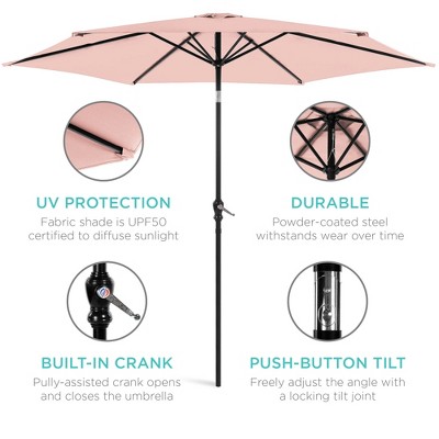 Rose Quartz 10ft Outdoor Steel Patio Umbrella with Crank and Tilt