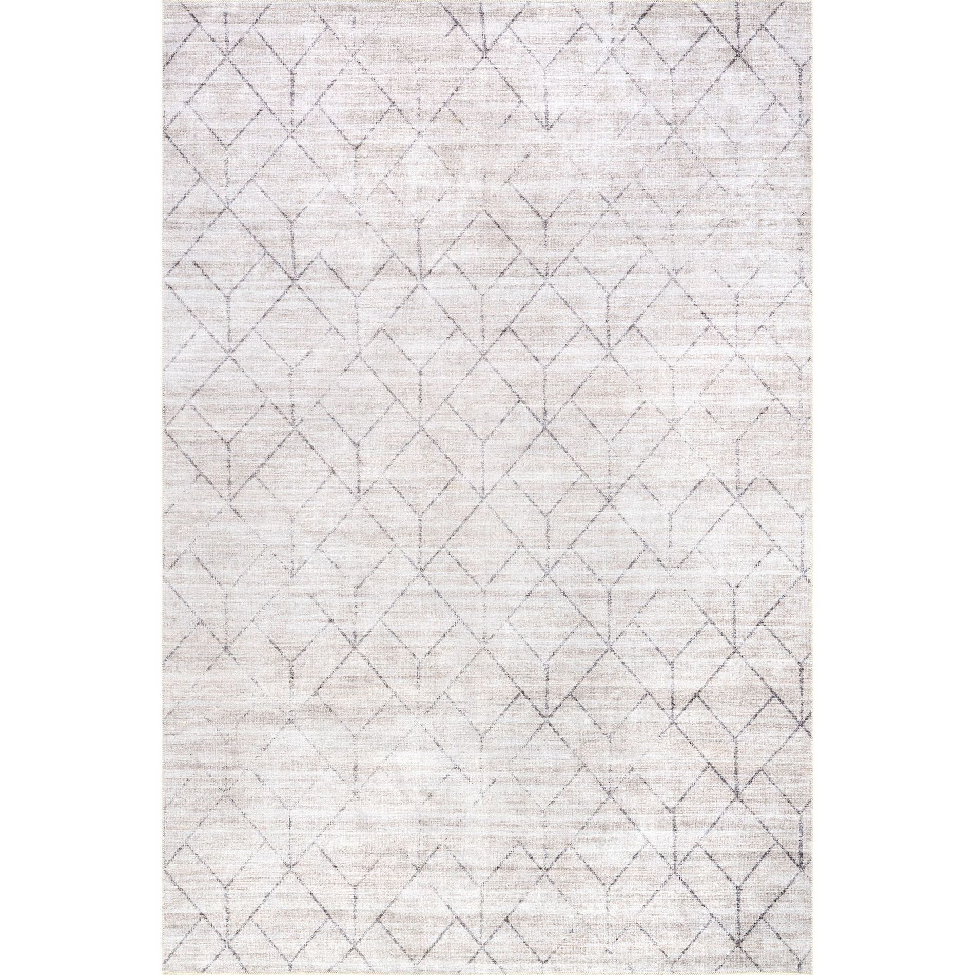 Nuloom Grier Spill Proof Treated Diamond Pet Friendly Premium Machine Washable Area Rug, 4' x 6', Light Grey
