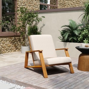 Christopher Knight Home Paloma Outdoor Acacia Wood Adirondack Design Club Chair with Cushion - 1 of 4