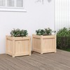 vidaXL Garden Planters - Decorative Outdoor Herb Plant Pots - Pine Wood, Square, Rustic Look - 15.7" x 15.7" x 15.7", Set of 2 - 2 of 4