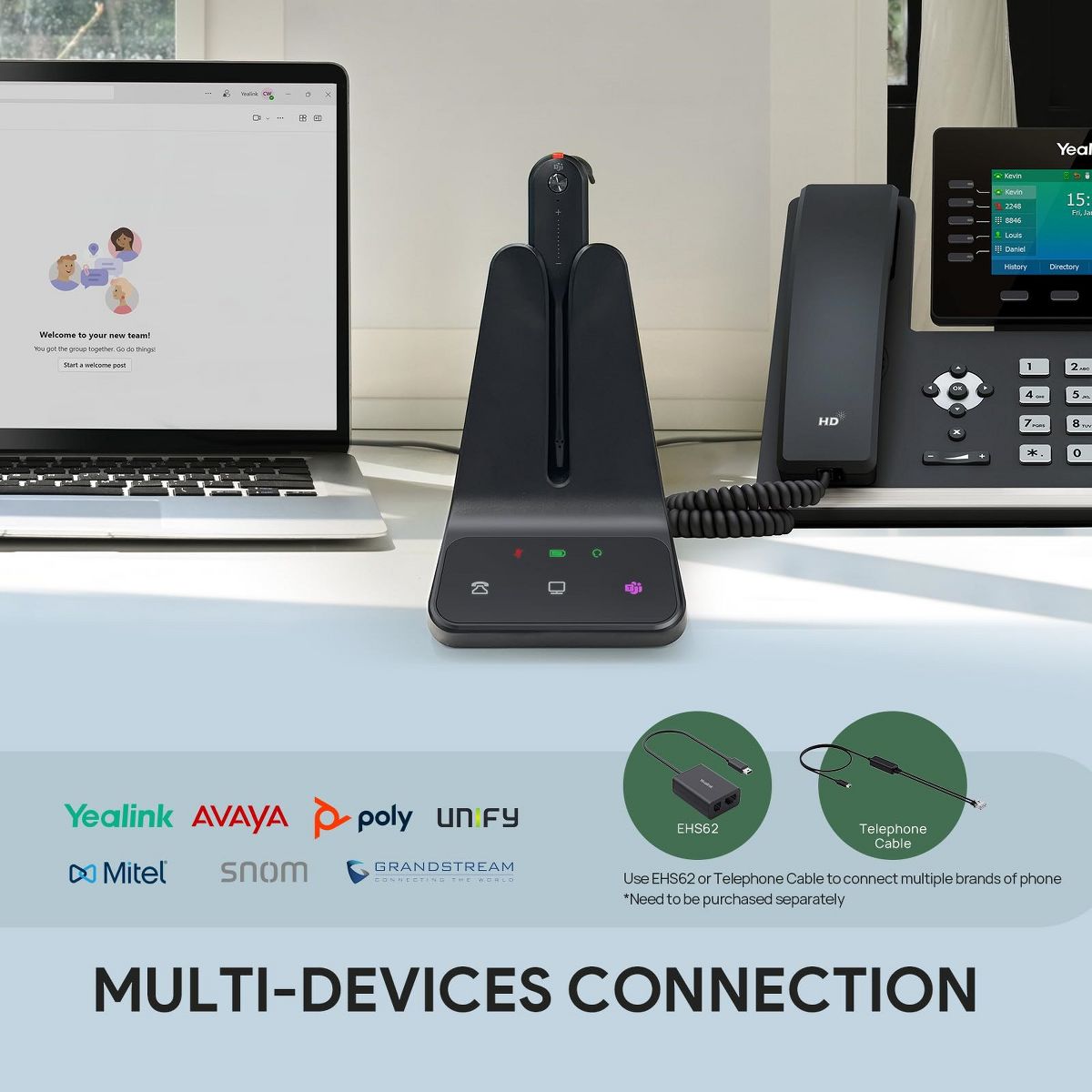 Yealink WH63 E2 Convertible DECT Wireless Headset - thumbnail 7