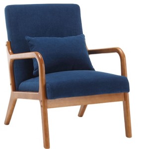 NicBex Velvet Accent Chair Modern Lounge Armchair with Pillow and Wood Frame for Bedroom,Living Room,Navy - 1 of 4