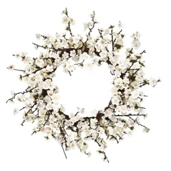 24" Artificial Plum Blossom Wreath - Nearly Natural