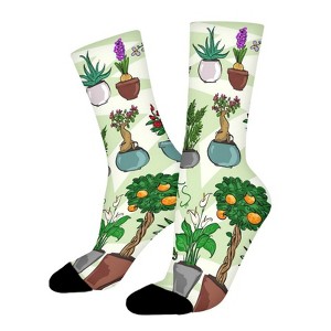 Indoor Plants Pattern Women Printed Crew Socks Funny Funky Socks Soft Polyester Novelty Gifts for Artists Men - 1 of 1