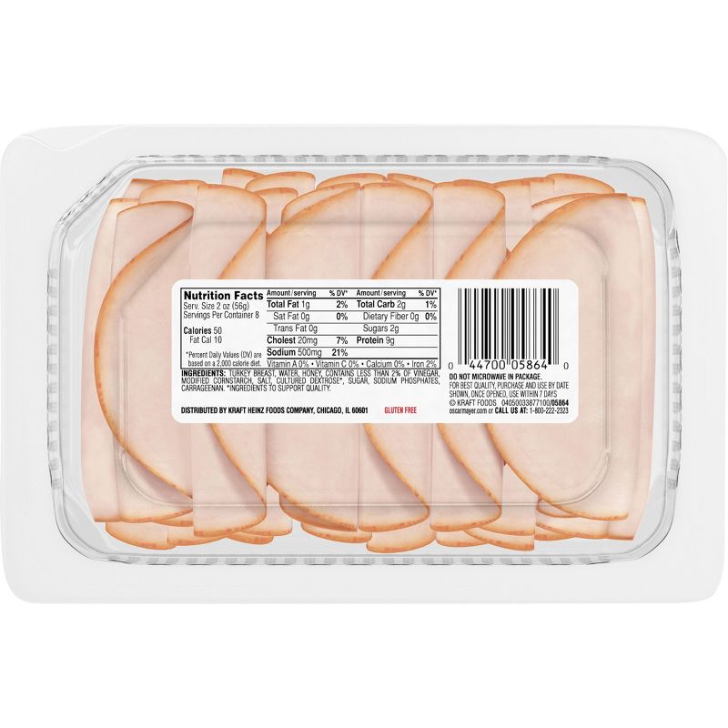 Oscar Mayer Deli Fresh Honey Smoked Turkey Breast Sliced Lunch Meat Family Size - 16oz, 2 of 10
