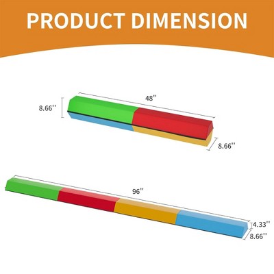 Multi-Color PVC Foam Exercise Mat and Balance Beam Set